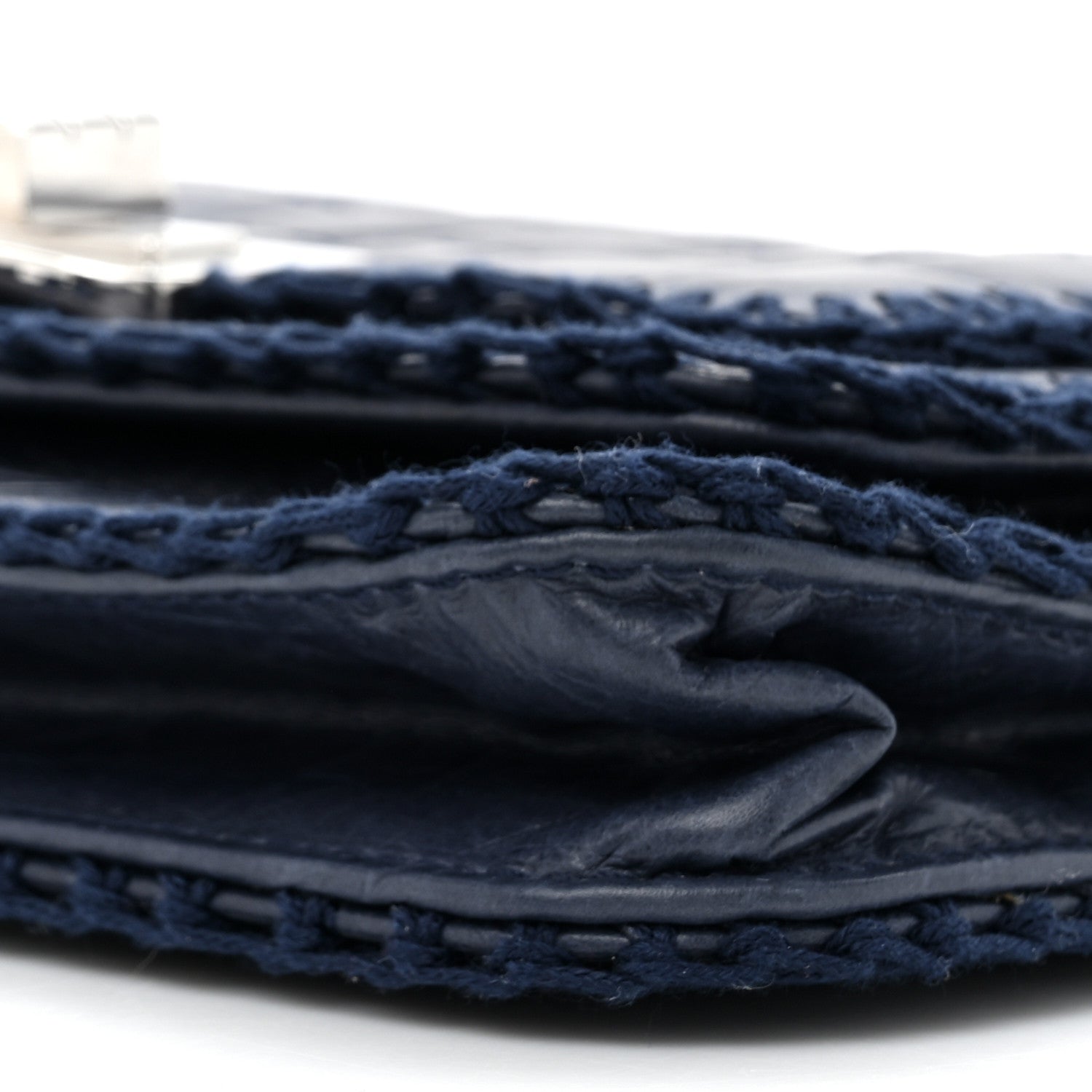 Chanel Aged Calfskin Square Quilted Mademoiselle Crochet Flap Navy 9 of 10