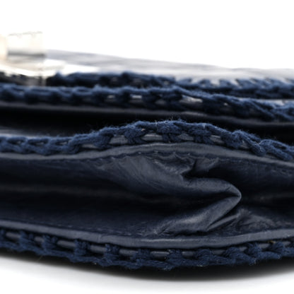Chanel Aged Calfskin Square Quilted Mademoiselle Crochet Flap Navy 9 of 10