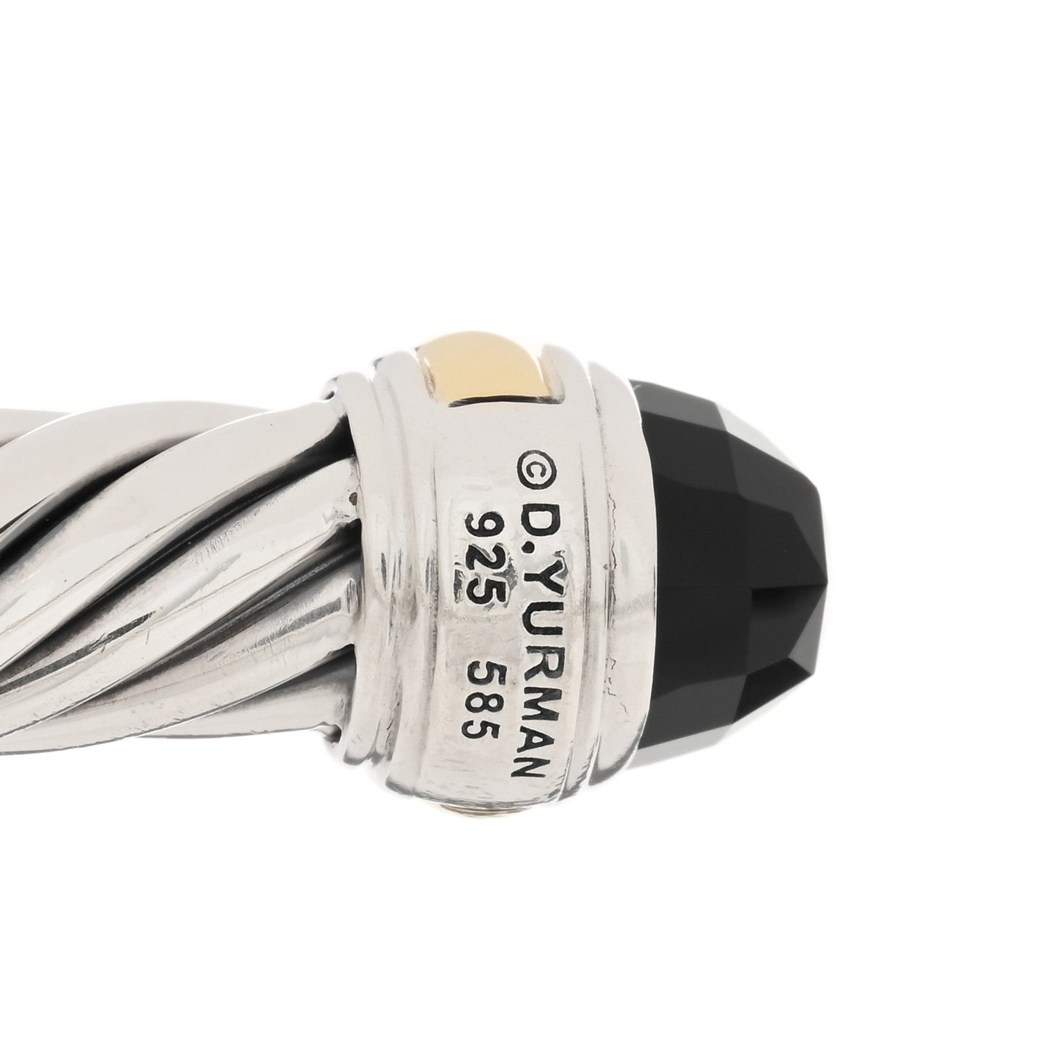 David Yurman Sterling Silver 14K Yellow Gold Black Onyx 7mm Cable Classics Bracelet 3 of 3