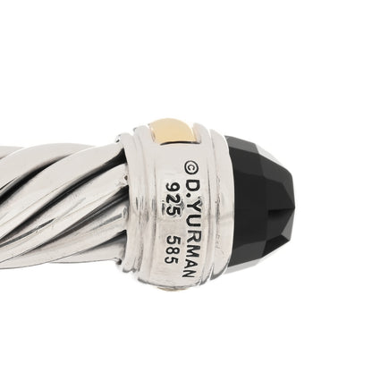 David Yurman Sterling Silver 14K Yellow Gold Black Onyx 7mm Cable Classics Bracelet 3 of 3