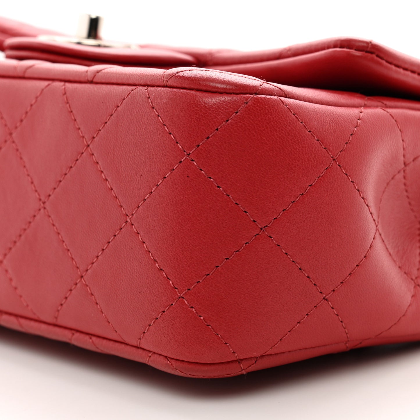 Lambskin Quilted Mini Rectangular Flap Red