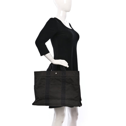 Hermes Toile Fourre Tout MM Grey Black 2 of 12