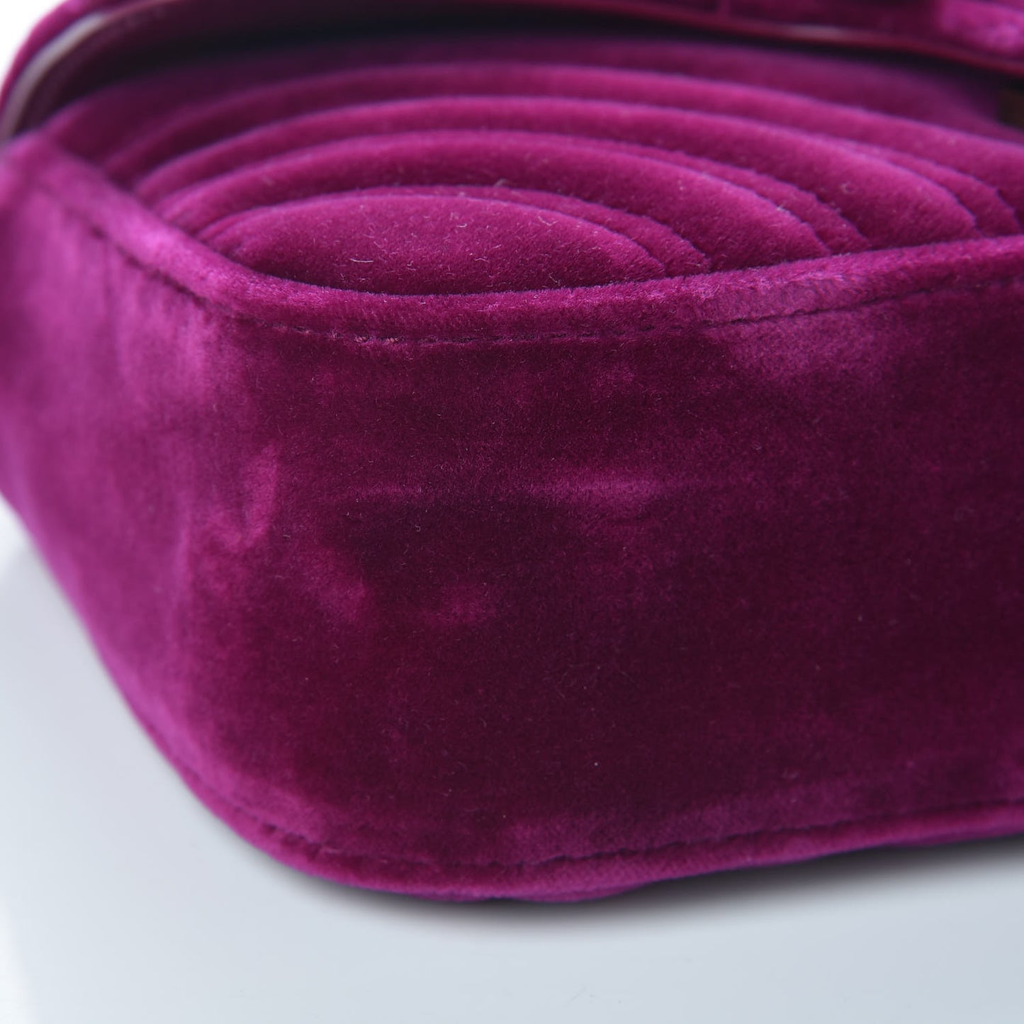 Velvet Matelasse Mini GG Marmont Shoulder Bag Fuchsia Violet Cyclamen