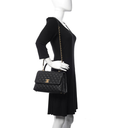 Chanel Caviar Lizard Embossed Quilted Small Coco Handle Flap Black 2 of 11