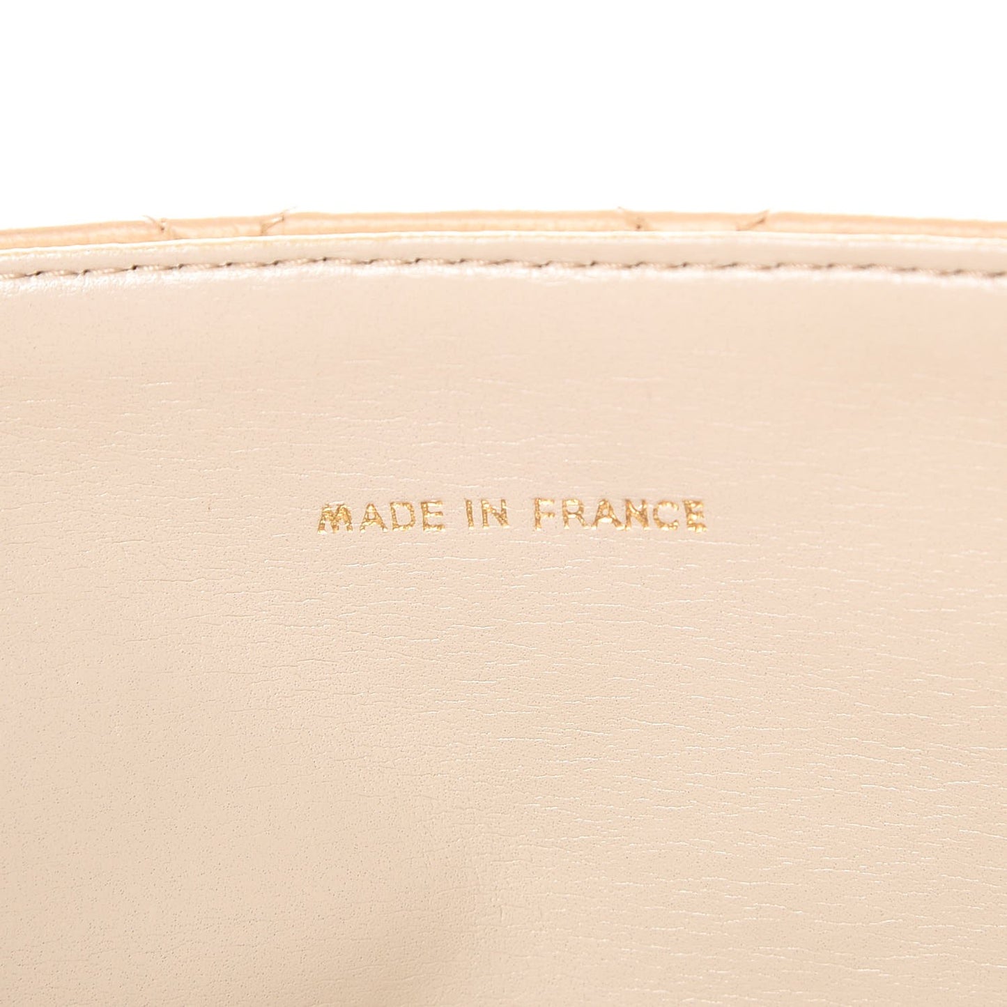 Lambskin Stitched Small Single Flap Beige