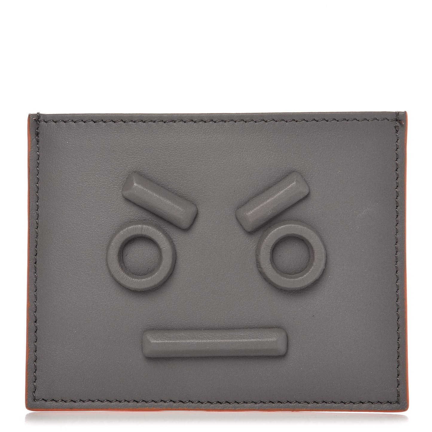 Vitello Century Face No Words Monochrome Card Holder Acciaio