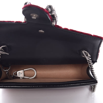 Gucci Velvet GG Monogram Super Mini Dionysus Shoulder Bag Red Cipria Black 5 of 7