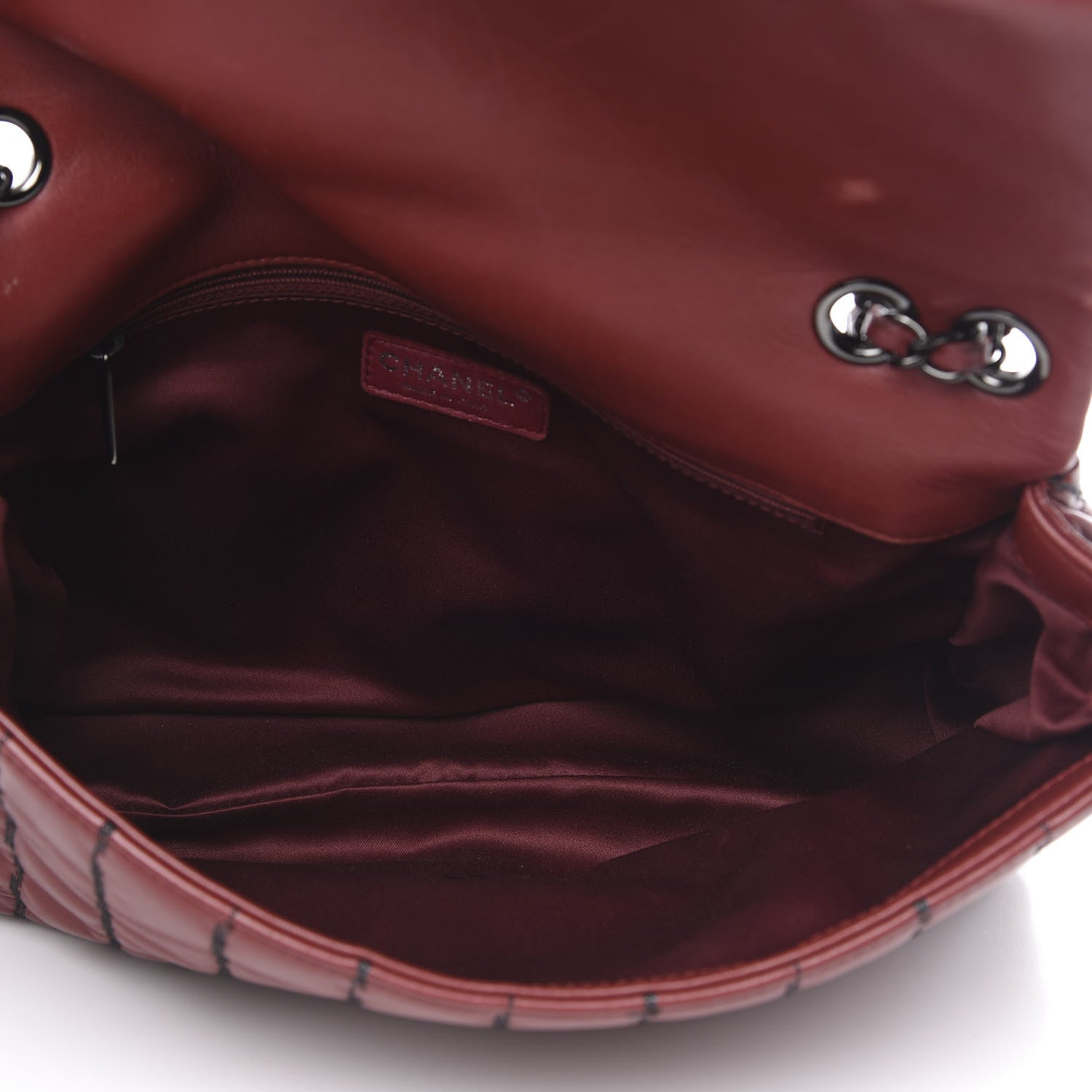 Chanel Lambskin Vertical Stitch Jumbo Single Flap Dark Red 6 of 15