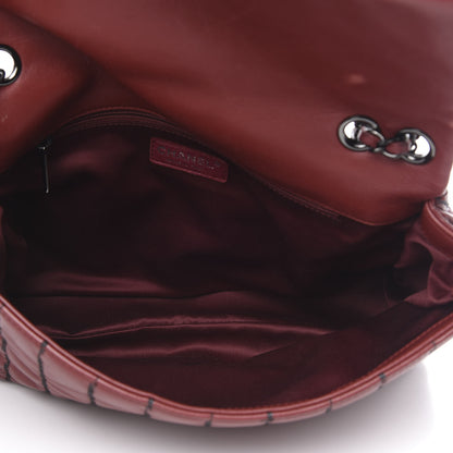 Chanel Lambskin Vertical Stitch Jumbo Single Flap Dark Red 6 of 15