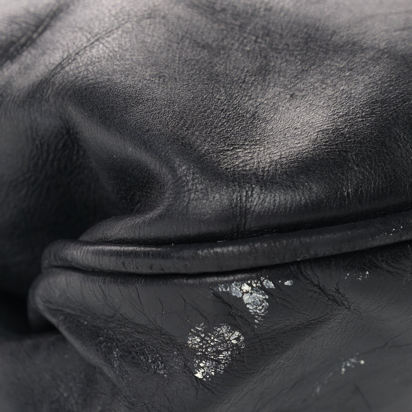 Glazed Calfskin Kisslock Frame Bag Black