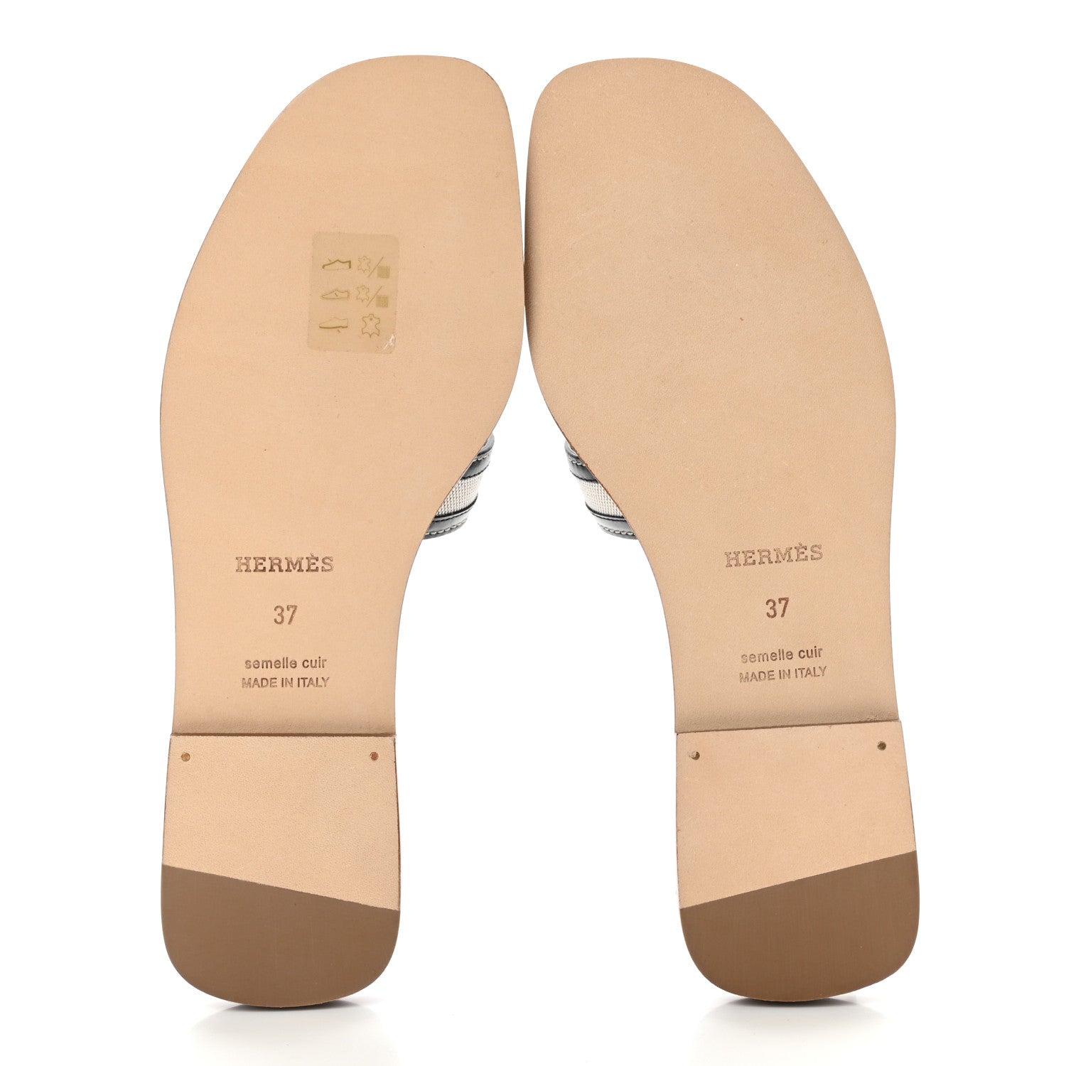 Hermes Calfskin Canvas Oran Sandals 37 Black 5 of 8