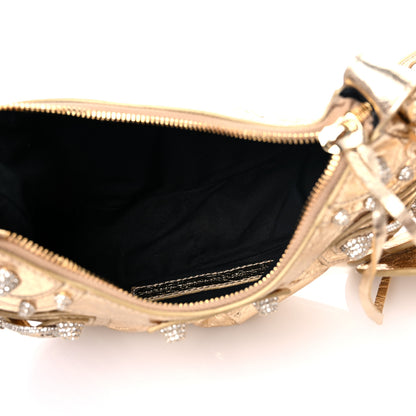 Balenciaga Metallic Agneau Arena Crystal Le Cagole Shoulder Bag XS Light Gold 4 of 8
