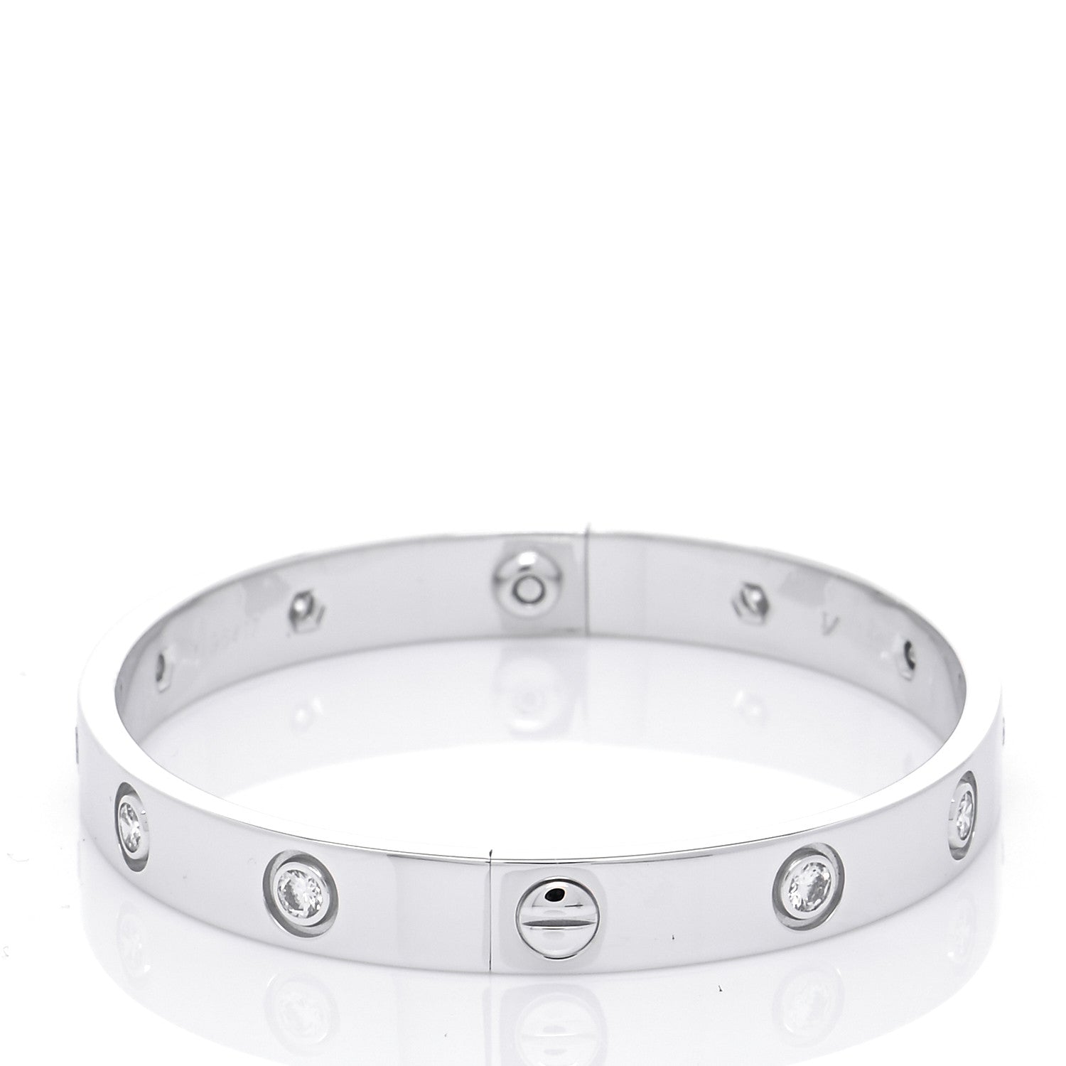 Cartier 18K White Gold 10 Diamond LOVE Bracelet 16 8 of 9