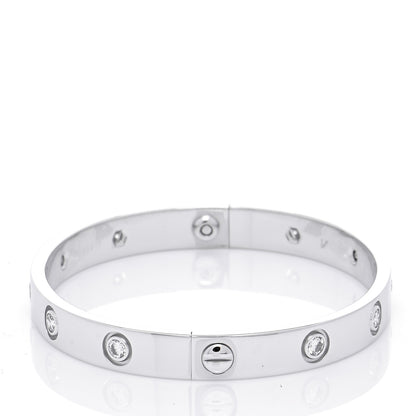 Cartier 18K White Gold 10 Diamond LOVE Bracelet 16 8 of 9