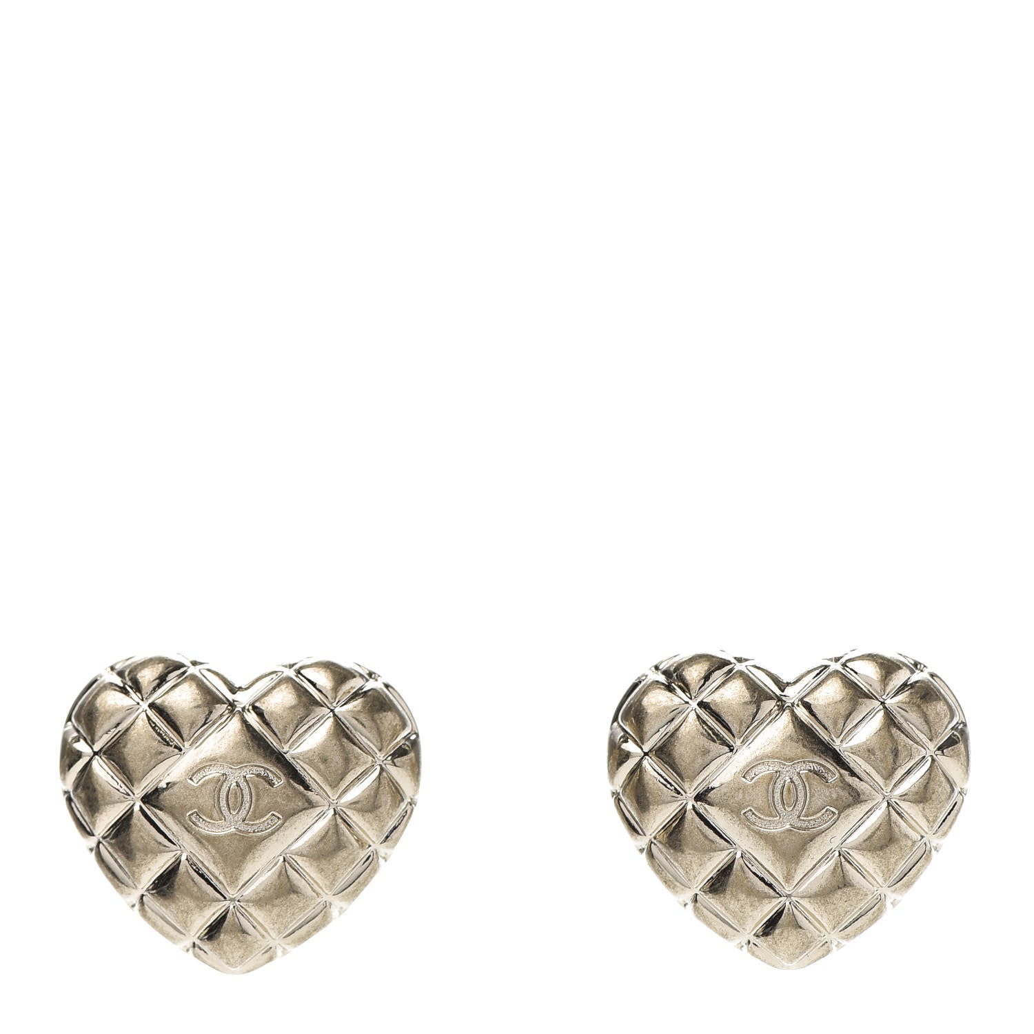 Chanel Quilted CC Heart Earrings Gold 1 of 5