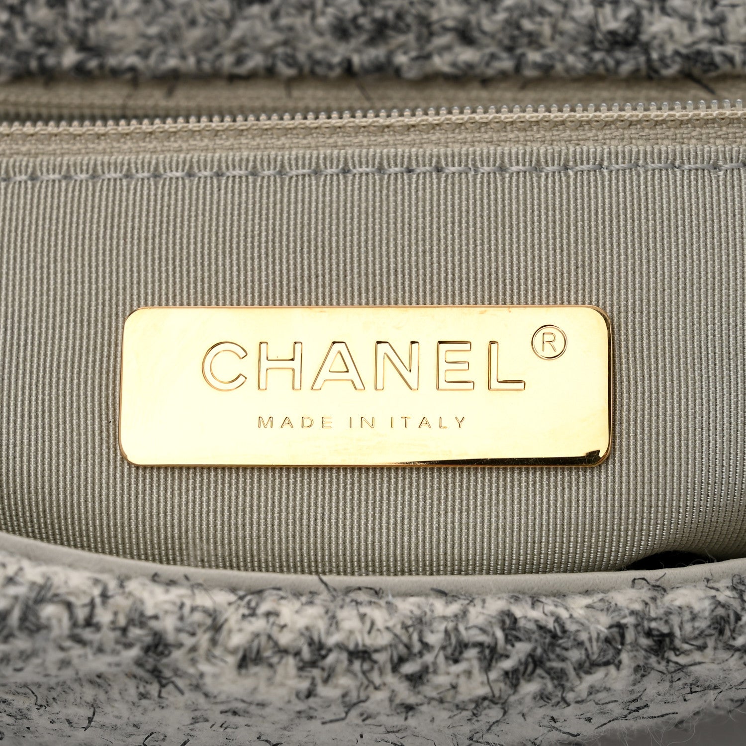 Chanel Tweed Quilted Medium Chanel 19 Flap Grey Ecru 5 of 9