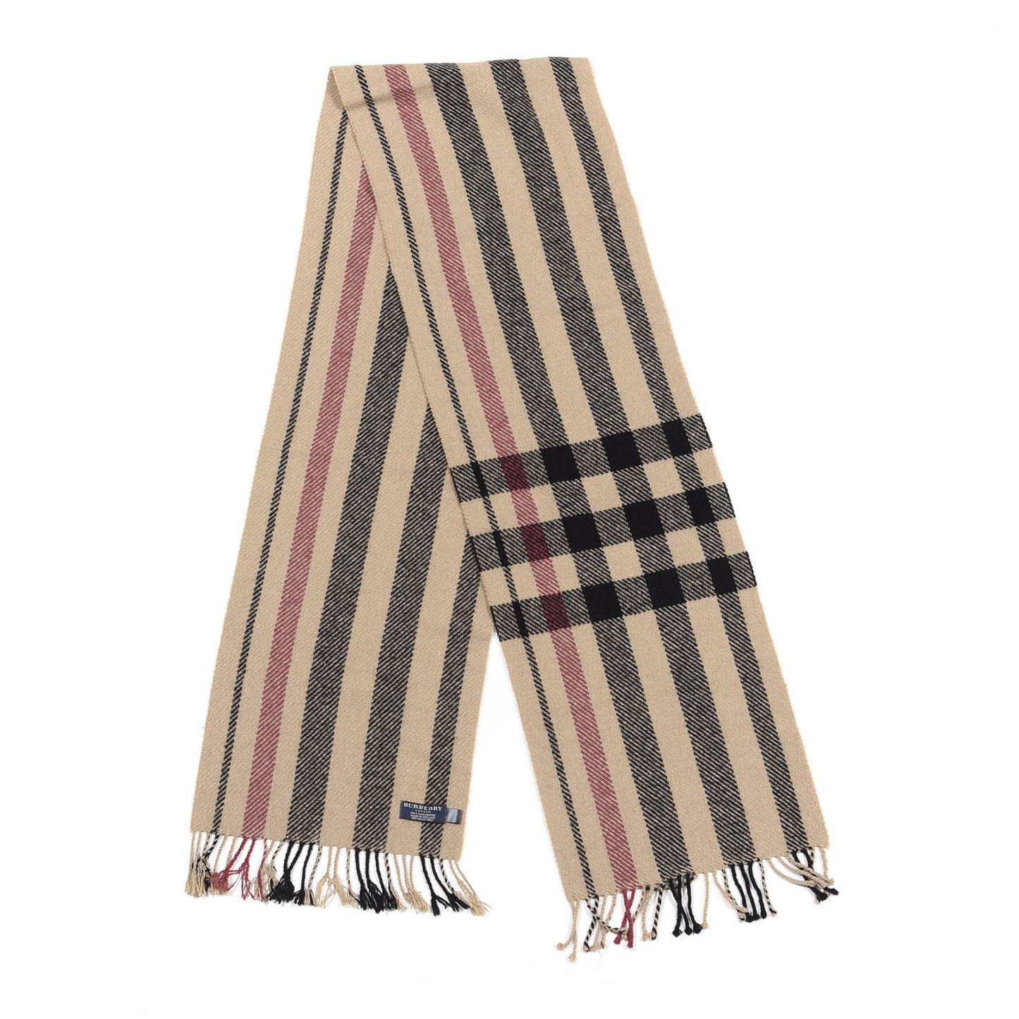 Cashmere Icon Check Fringe Scarf Brown