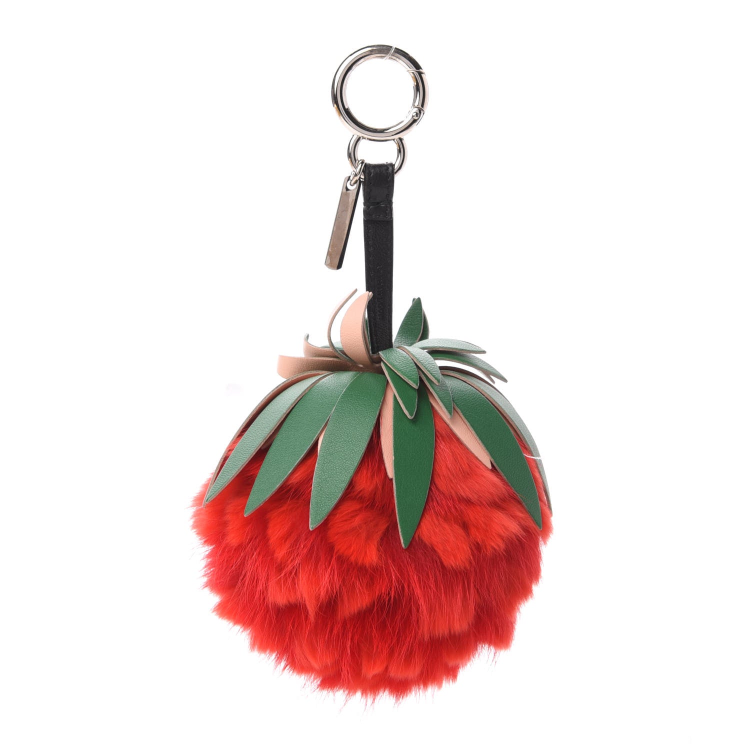 Fendi Fox Rabbit Fur Nappa Pineapple Bag Charm Rosso Cactus Multicolor 3 of 6