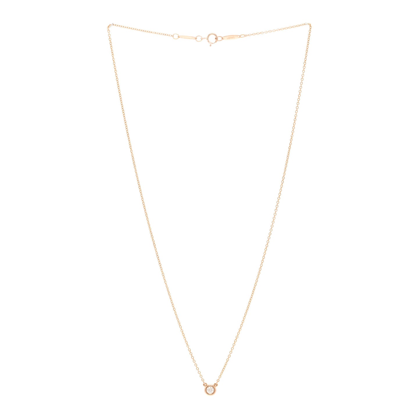 18K Rose Gold Diamond .10ct Elsa Peretti Diamonds by the Yard Pendant Necklace