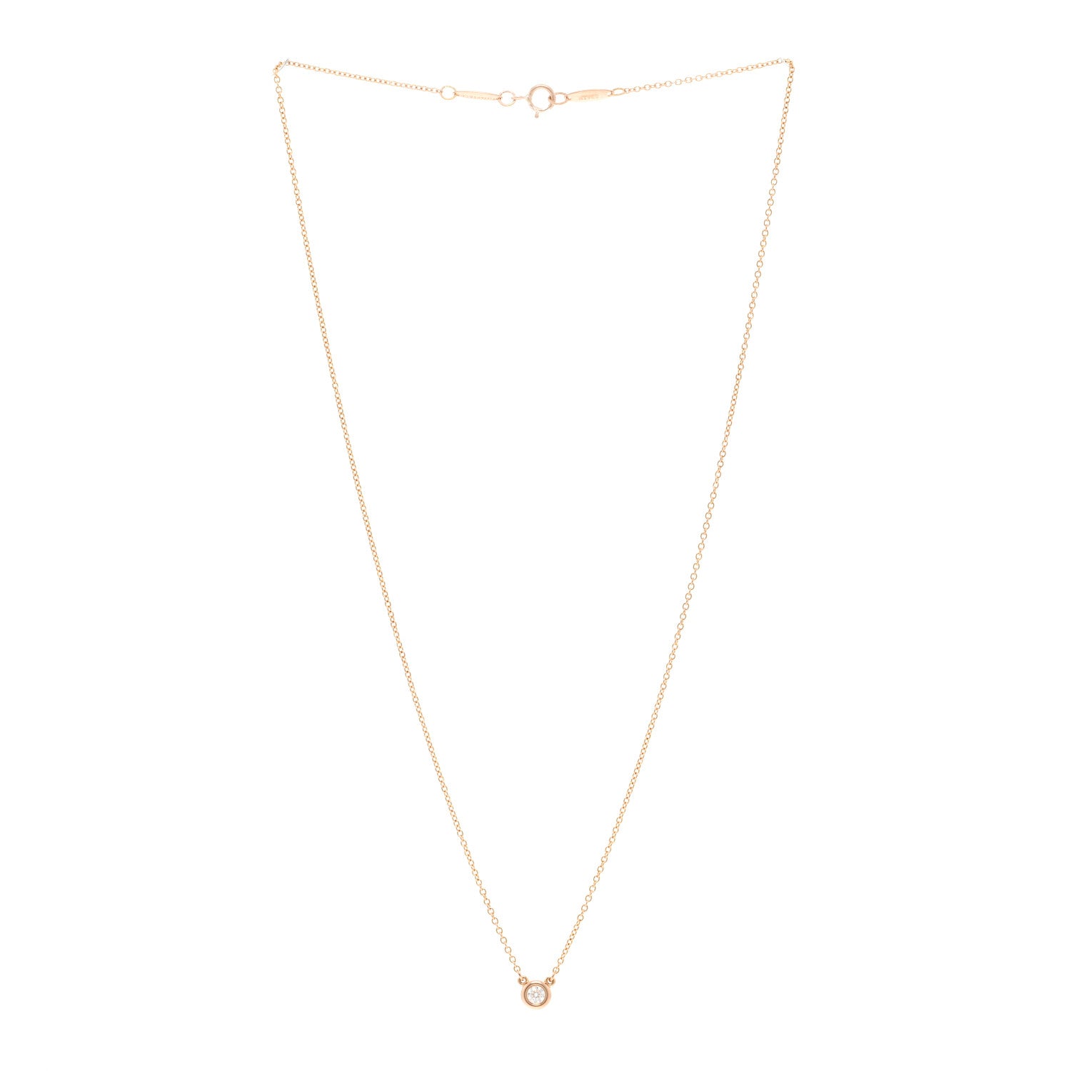 Tiffany 18K Rose Gold Diamond .10ct Elsa Peretti Diamonds by the Yard Pendant Necklace 3 of 5
