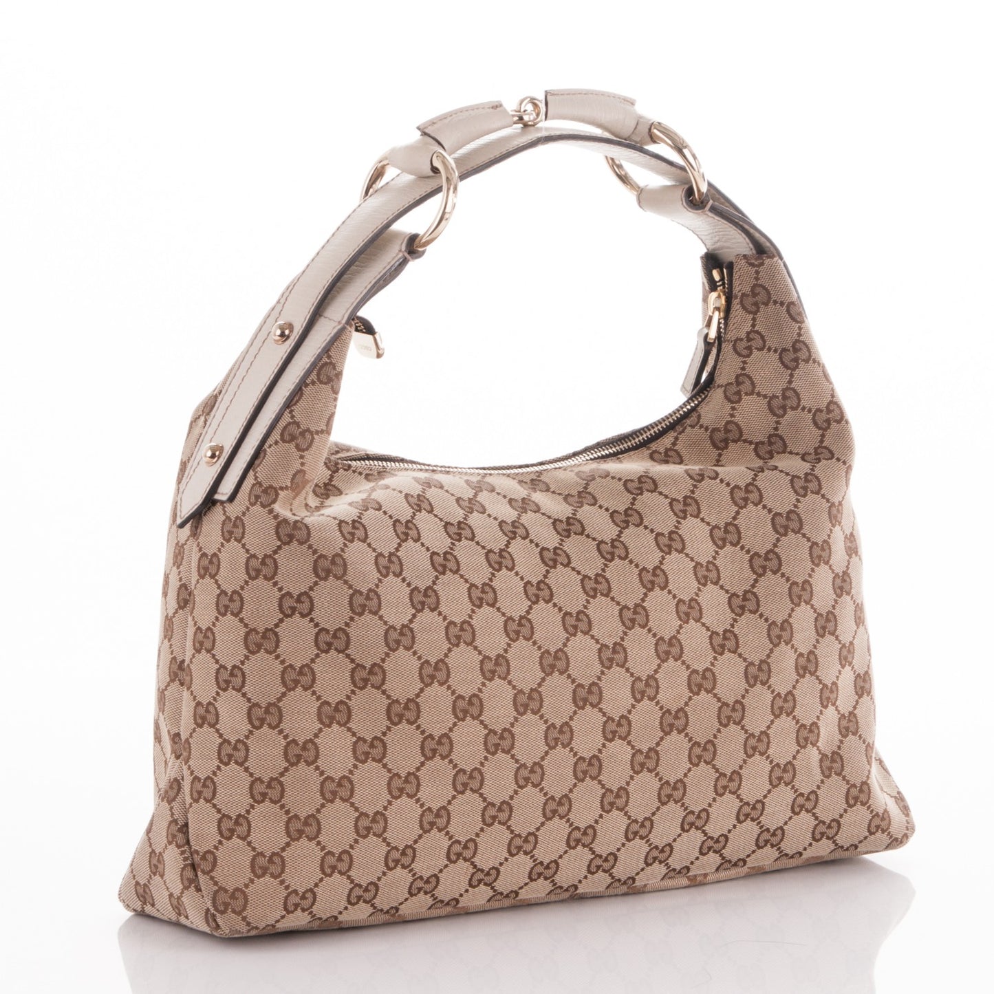 Monogram Medium Horsebit Chain Hobo Off White