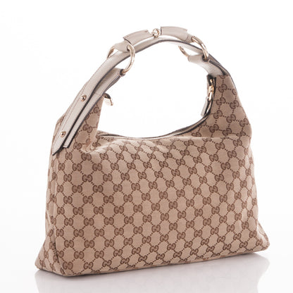 Gucci Monogram Medium Horsebit Chain Hobo Off White 3 of 7