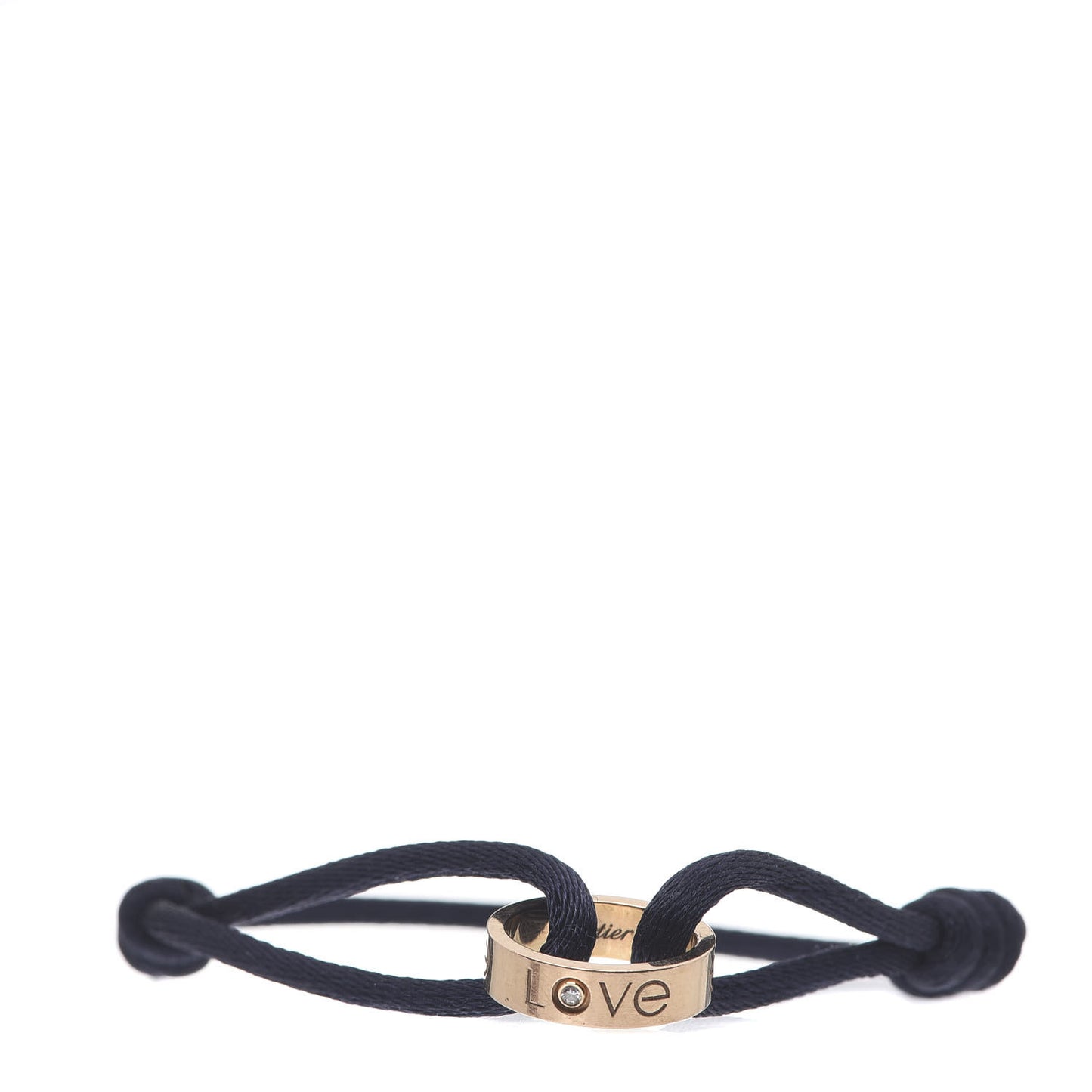 18K Pink Gold Diamond Charity LOVE Adjustable Cord Bracelet Blue