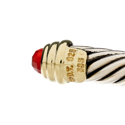 David Yurman Sterling Silver 14K Yellow Gold Carnelian 5mm Cable Classics Petite Color Bracelet 3 of 3