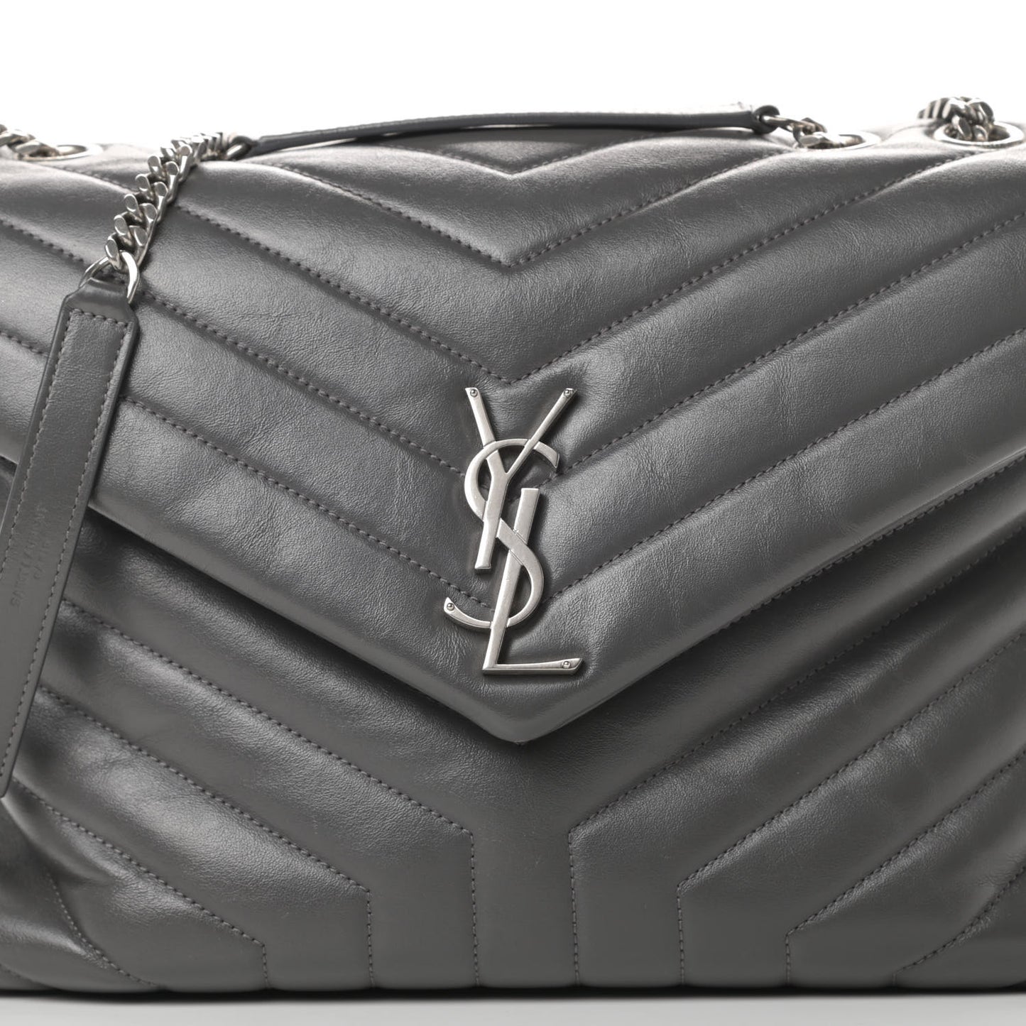 Calfskin Y Quilted Monogram Medium Loulou Chain Satchel Asphalt