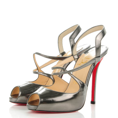 Christian Louboutin Metallic Gloss Cross Street 120 Sandals 37.5 Lichen 3 of 8