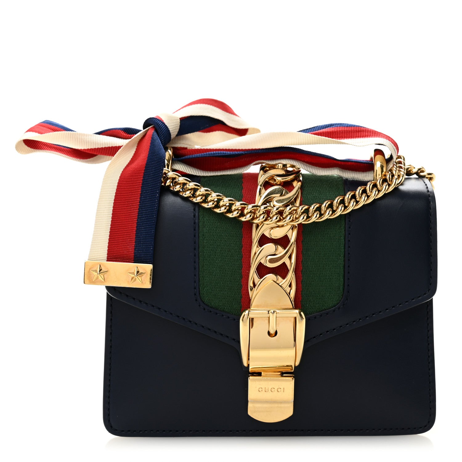 Gucci Calfskin Mini Sylvie Chain Shoulder Bag Blue Agata 1 of 11