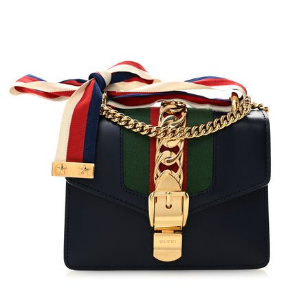 Gucci Calfskin Mini Sylvie Chain Shoulder Bag Blue Agata 1 of 11