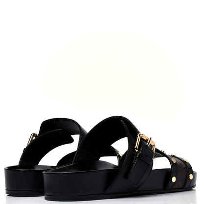 Louis Vuitton Bom Dia Flat Mule Sandals 37 Black 3 of 9