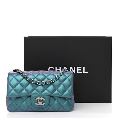 Chanel Iridescent Lambskin Quilted Mini Rectangular Flap Turquoise 11 of 11