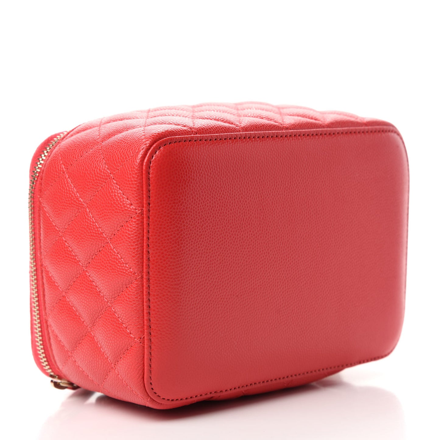 Caviar Quilted Top Handle Jewelry Case Red