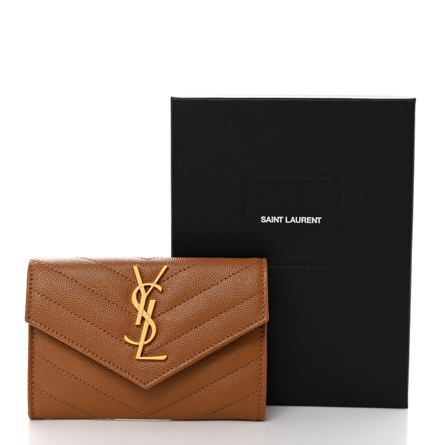 Grain De Poudre Matelasse Chevron Small Monogram Envelope Wallet Natural Dark