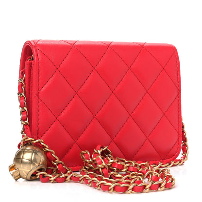 Chanel Lambskin Quilted Pearl Crush Clutch With Chain Red 2 of 4