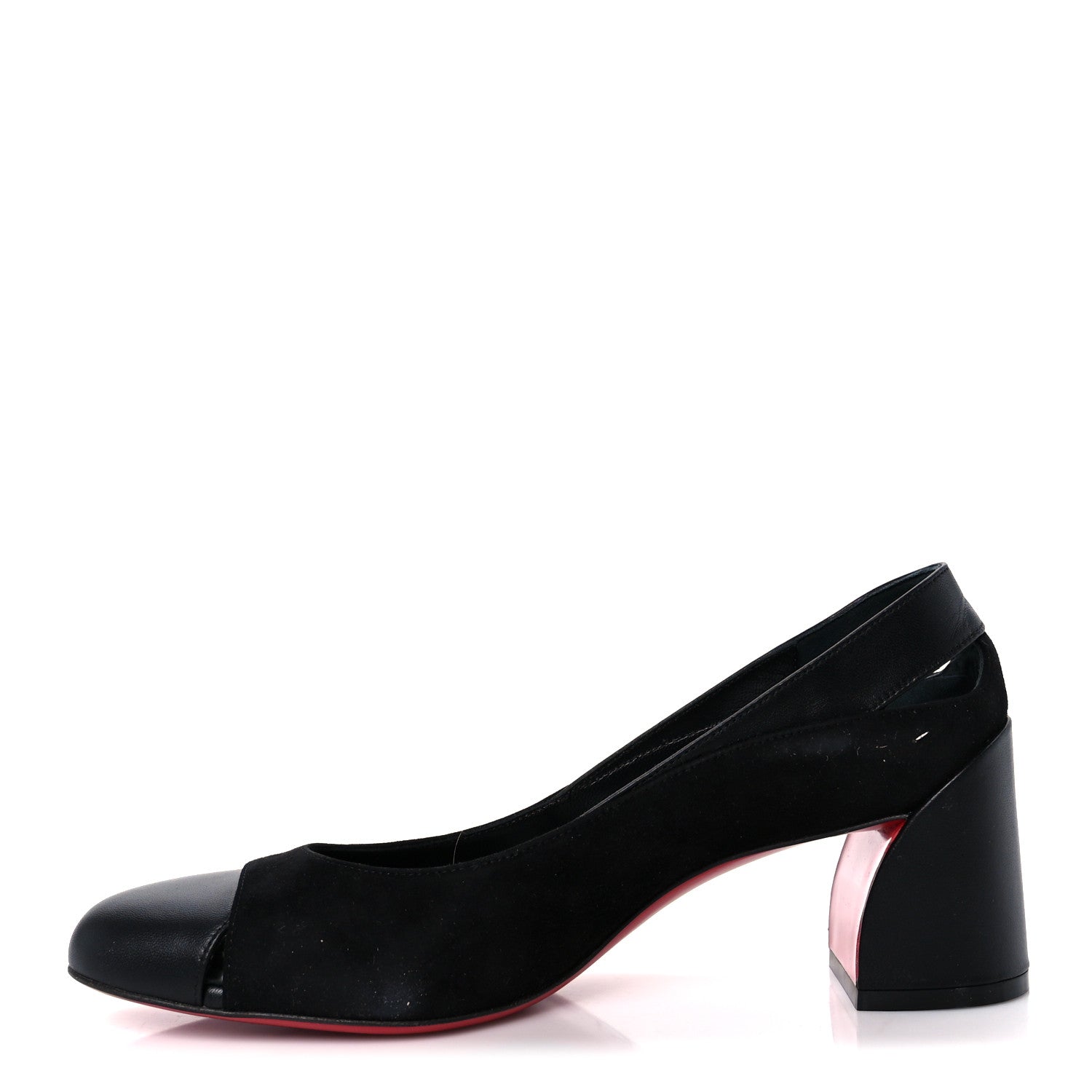Christian Louboutin Suede Calfskin Miss Duvette 55mm Cap Toe Pumps 37.5 Black 1 of 9