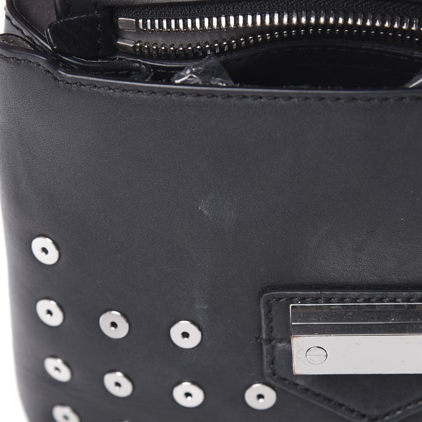 Lambskin Small Eyelets Marion Tote Black Silver Hardware