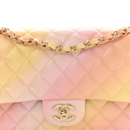Chanel Lambskin Quilted Tie Dye Ombre Medium Double Flap Yellow Multicolor 7 of 10