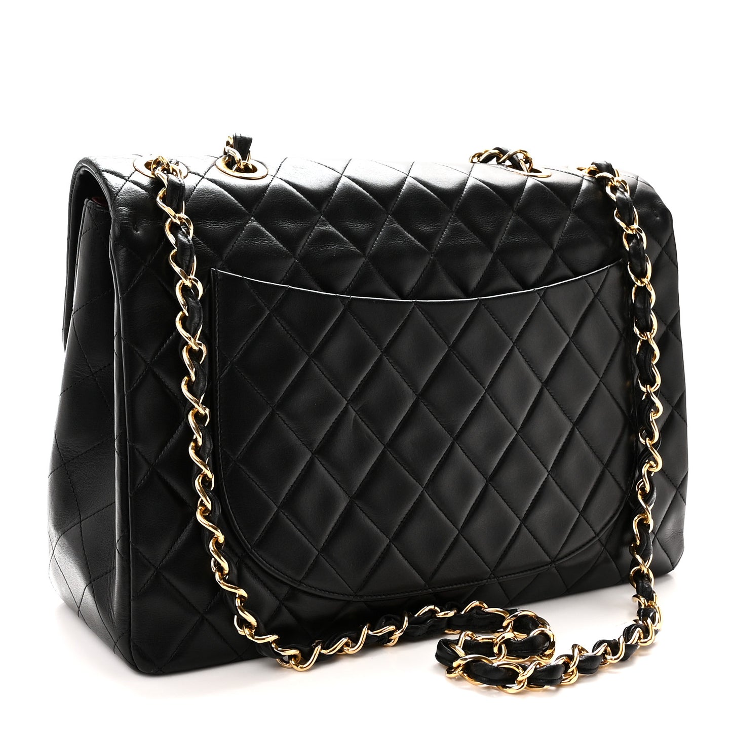 Lambskin Quilted XL Jumbo Single Flap Black