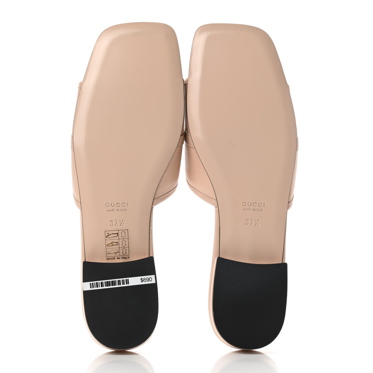Nappa Horsebit Flat Slide Sandals 37.5 Skin Rose