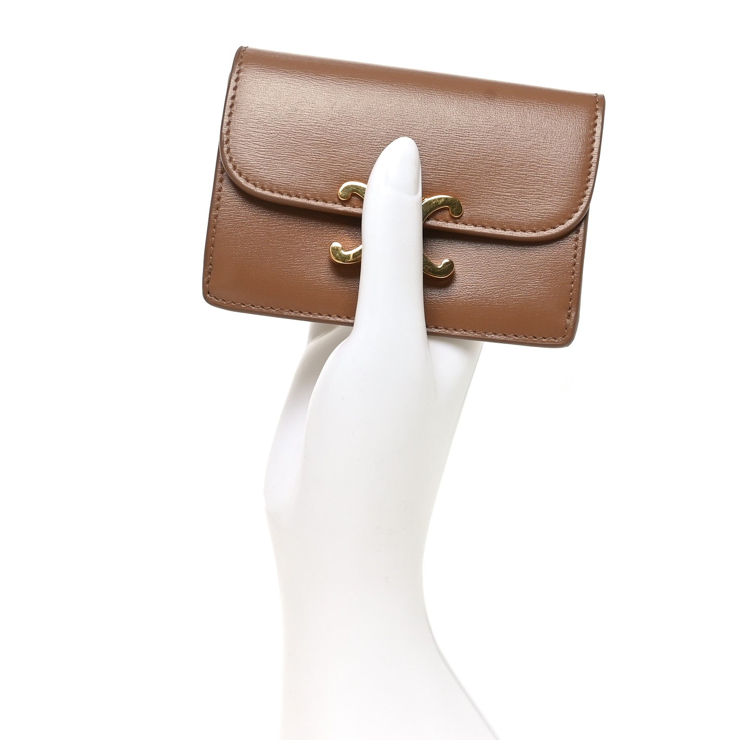 Celine Shiny Calfskin Triomphe Flap Card Holder 2 of 6
