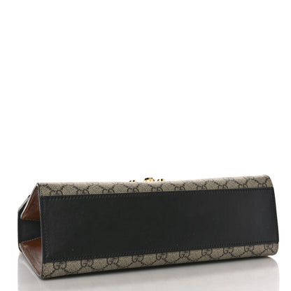 Gucci GG Supreme Monogram Calfskin Medium Padlock Shoulder Bag Beige Black Cuir 4 of 9