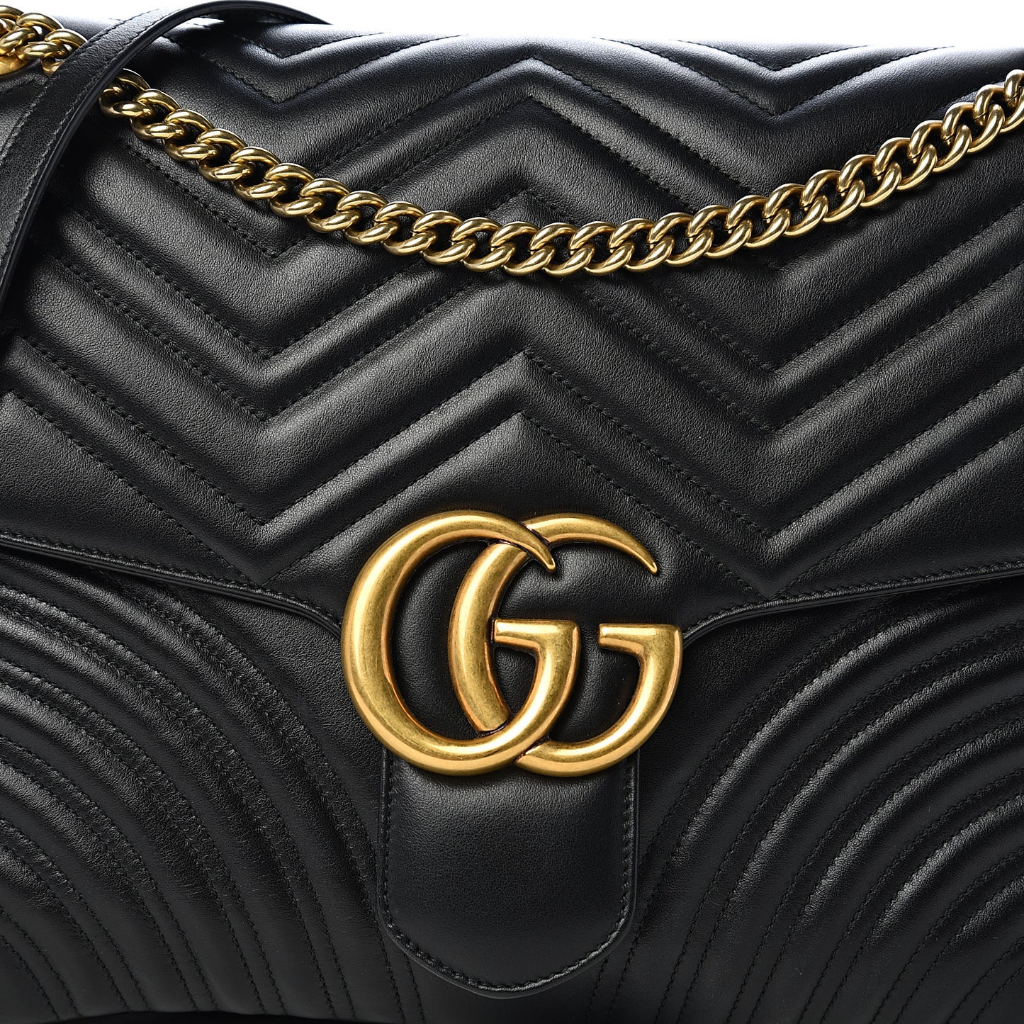 Calfskin Matelasse Large GG Marmont Shoulder Bag Black