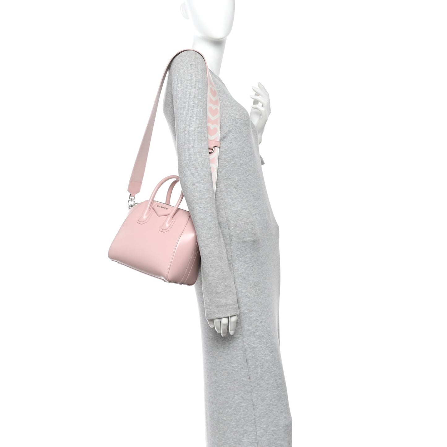 Box Calfskin Mini Heart Antigona Top Handle Bag Blush Pink