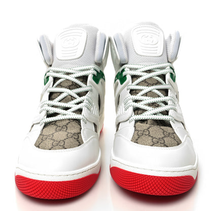 Gucci Demetra GG Supreme Monogram Mens Basket High Top Sneakers 9.5 Great White Beige Ebony 2 of 8