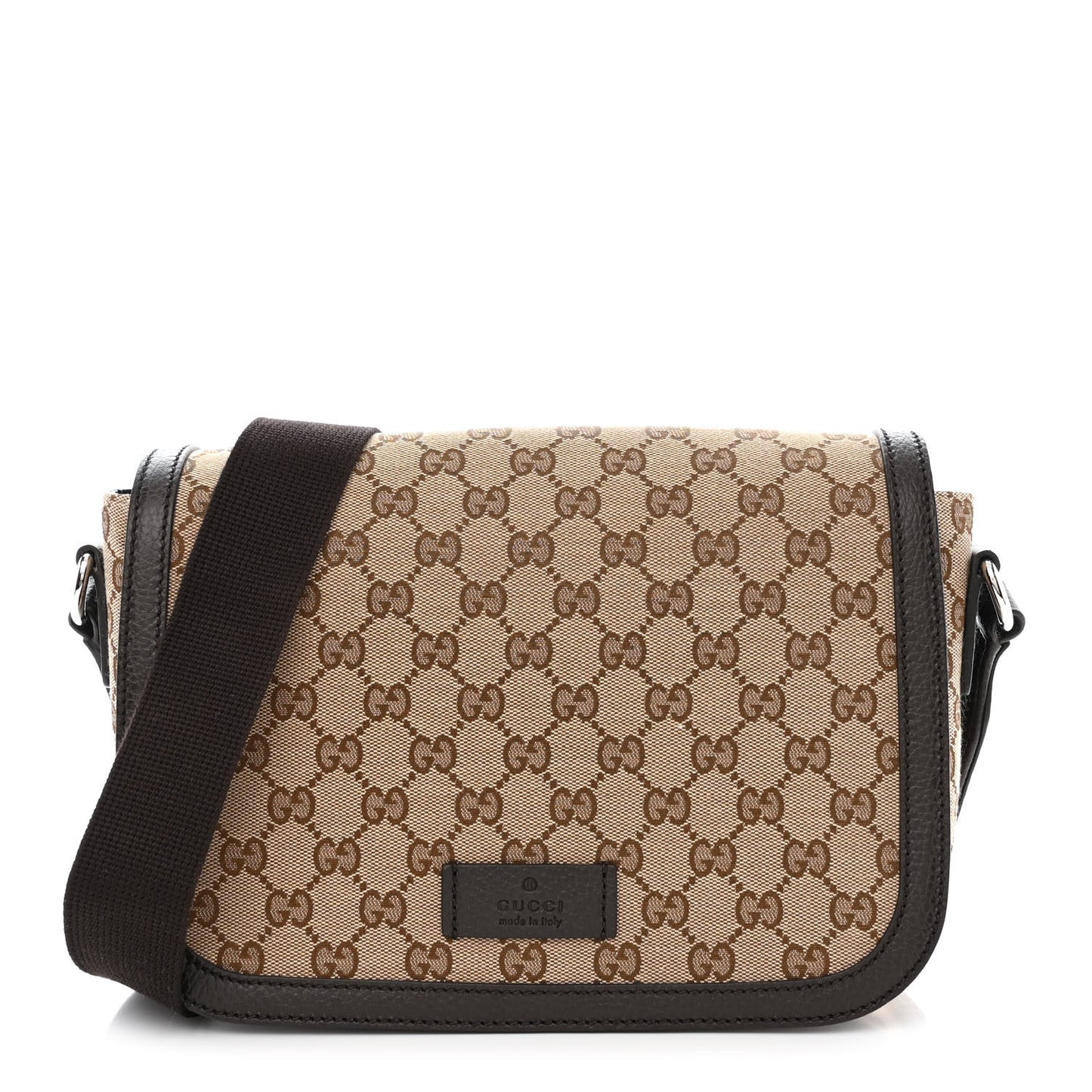 Monogram Flap Messenger Bag Beige Dark Brown
