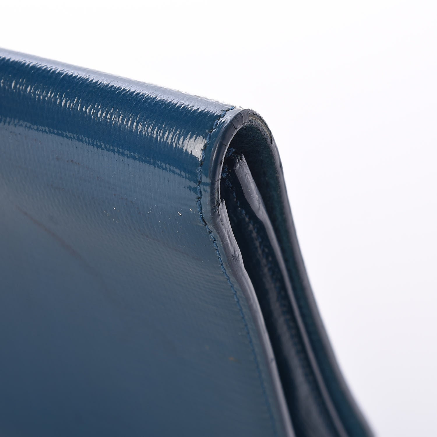 Saint Laurent Textured Patent Classic Y Ligne Clutch Blue 14 of 14