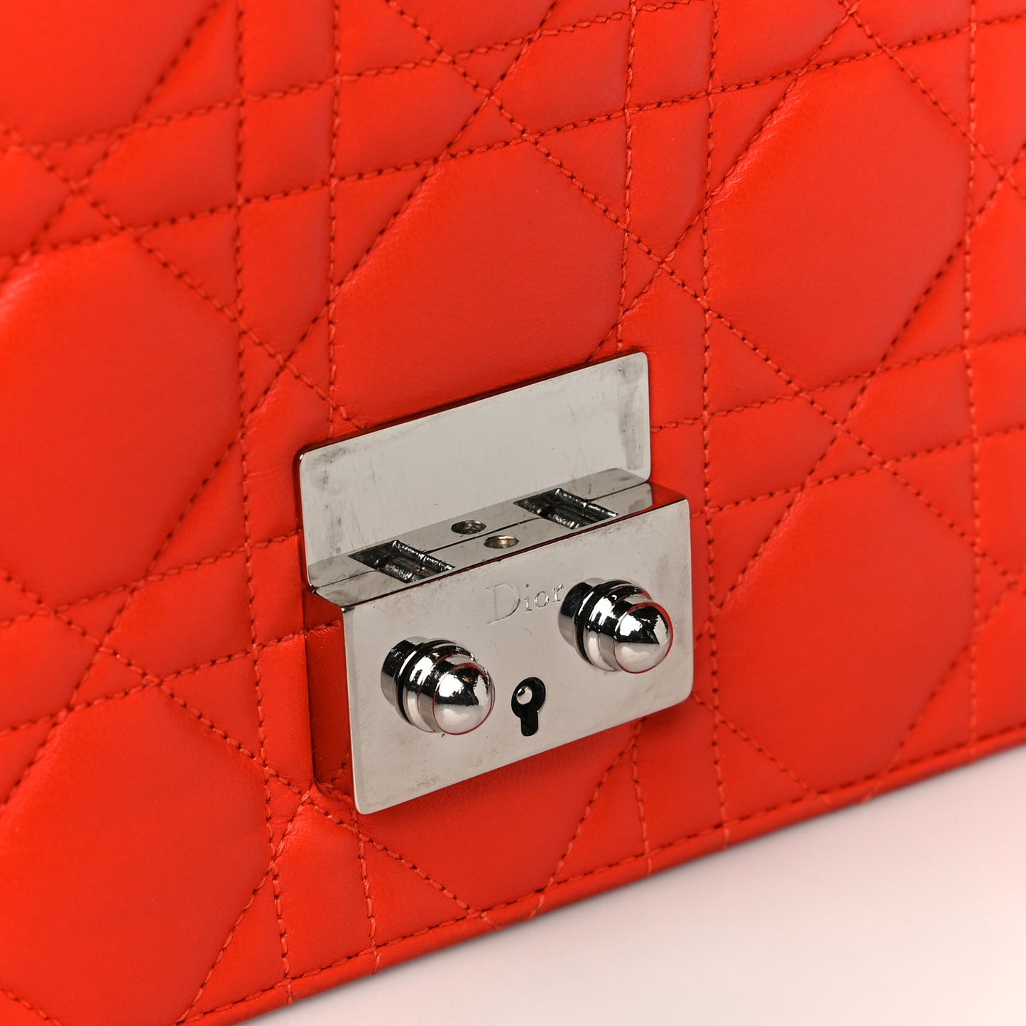 Lambskin Cannage Miss Dior Promenade Pouch Pink Red